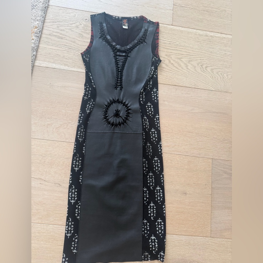 Jean Paul Gaultier Black Midi Panel Dress with Embellished Stitching